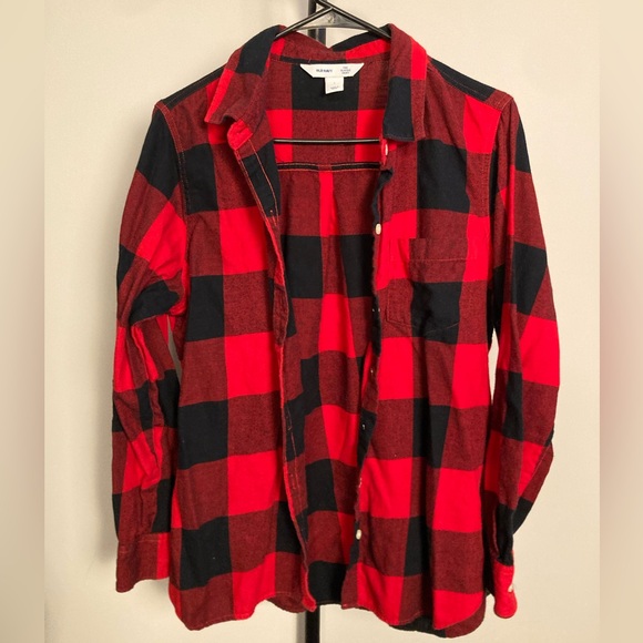 Old Navy Tops - Old Navy Red and Black Buffalo Check Plaid The Classic Shirt Flannel Large